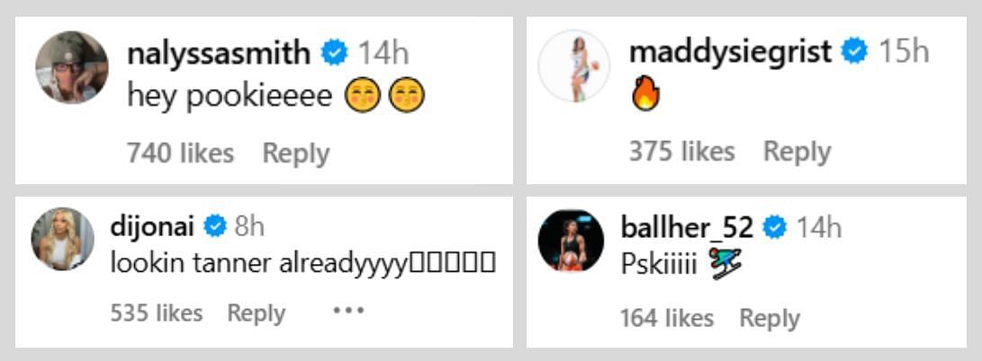 Wings players react to Bueckers' post (Image: @paigebueckers IG)
